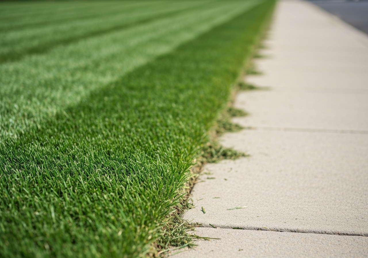 Clean lawn edge after fall leaf cleanup