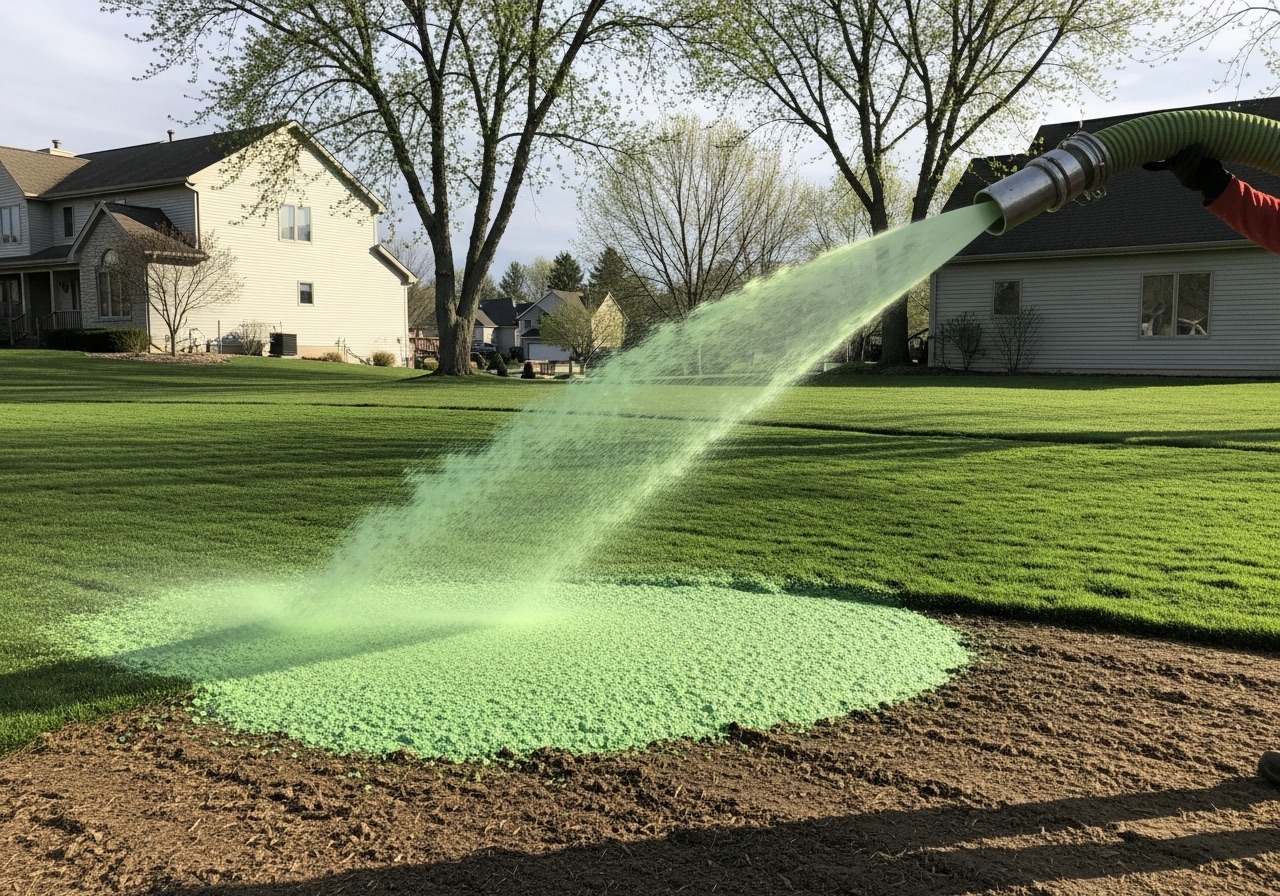 Hydroseeding a new lawn in the Kalamazoo area
