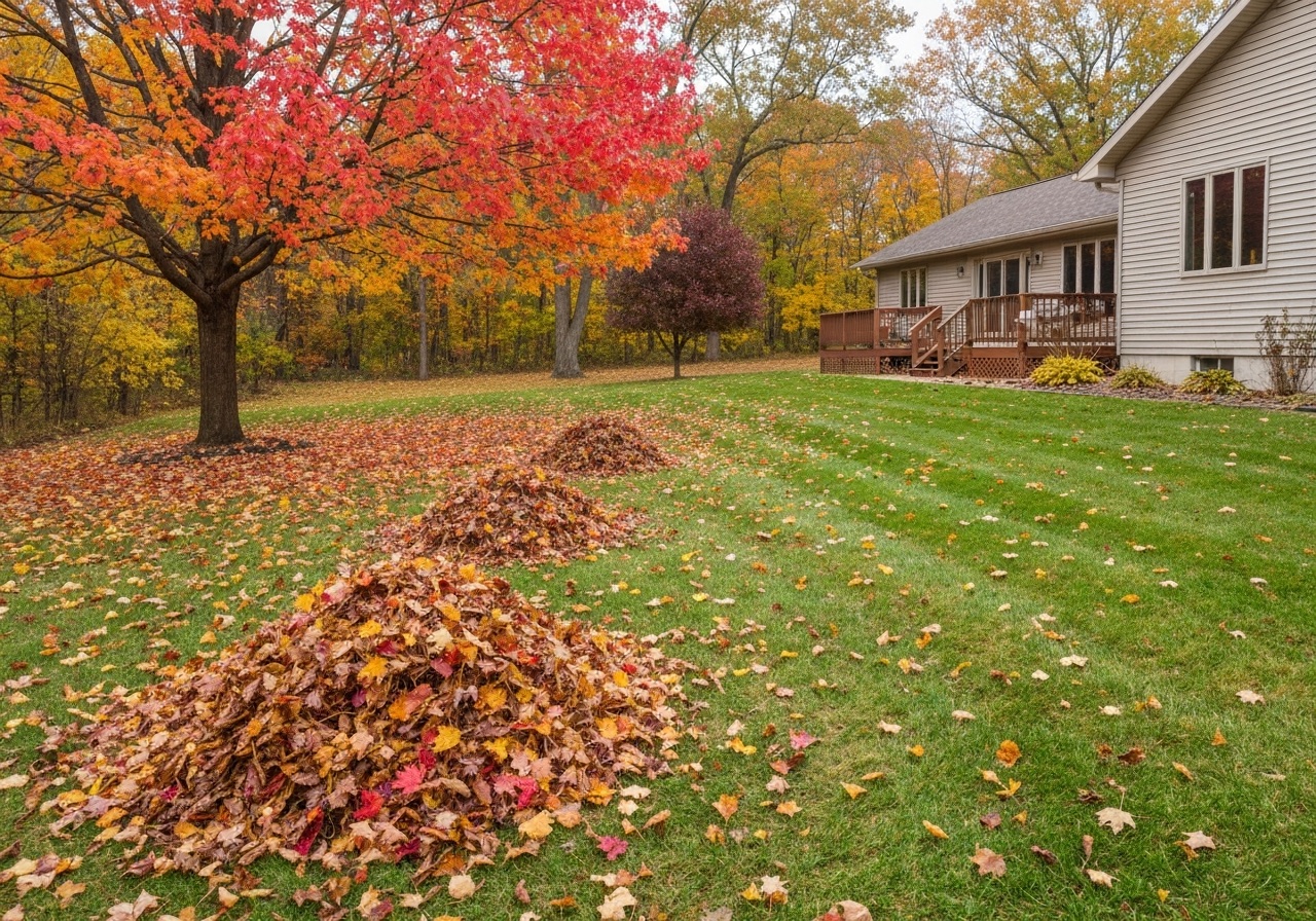Yard cleared of fall leaves in the Kalamazoo area